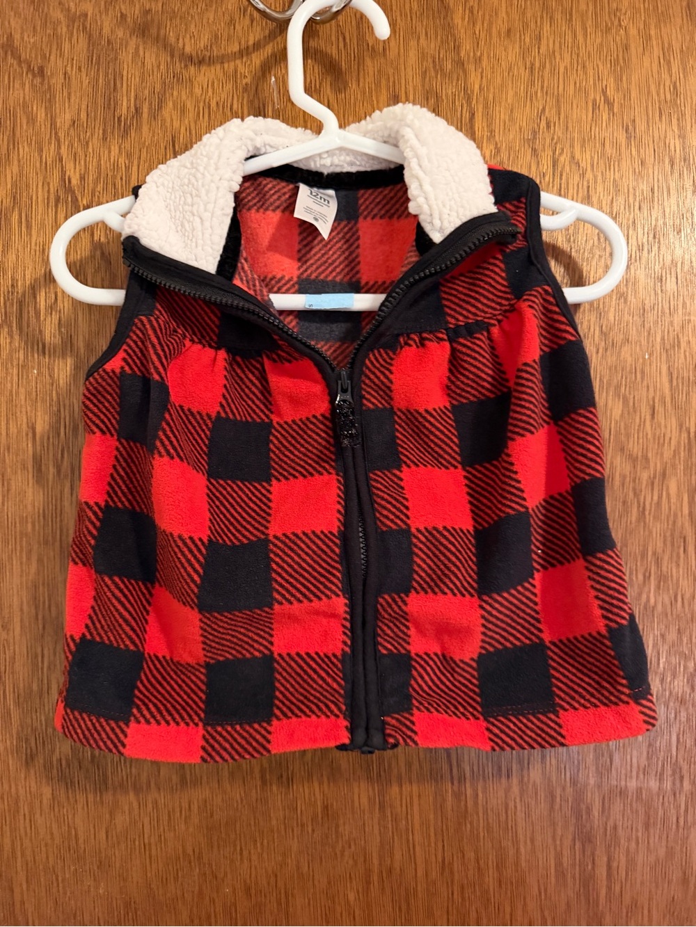 Carter's Red and Black Buffalo Plaid Sherpa-Lined Vest